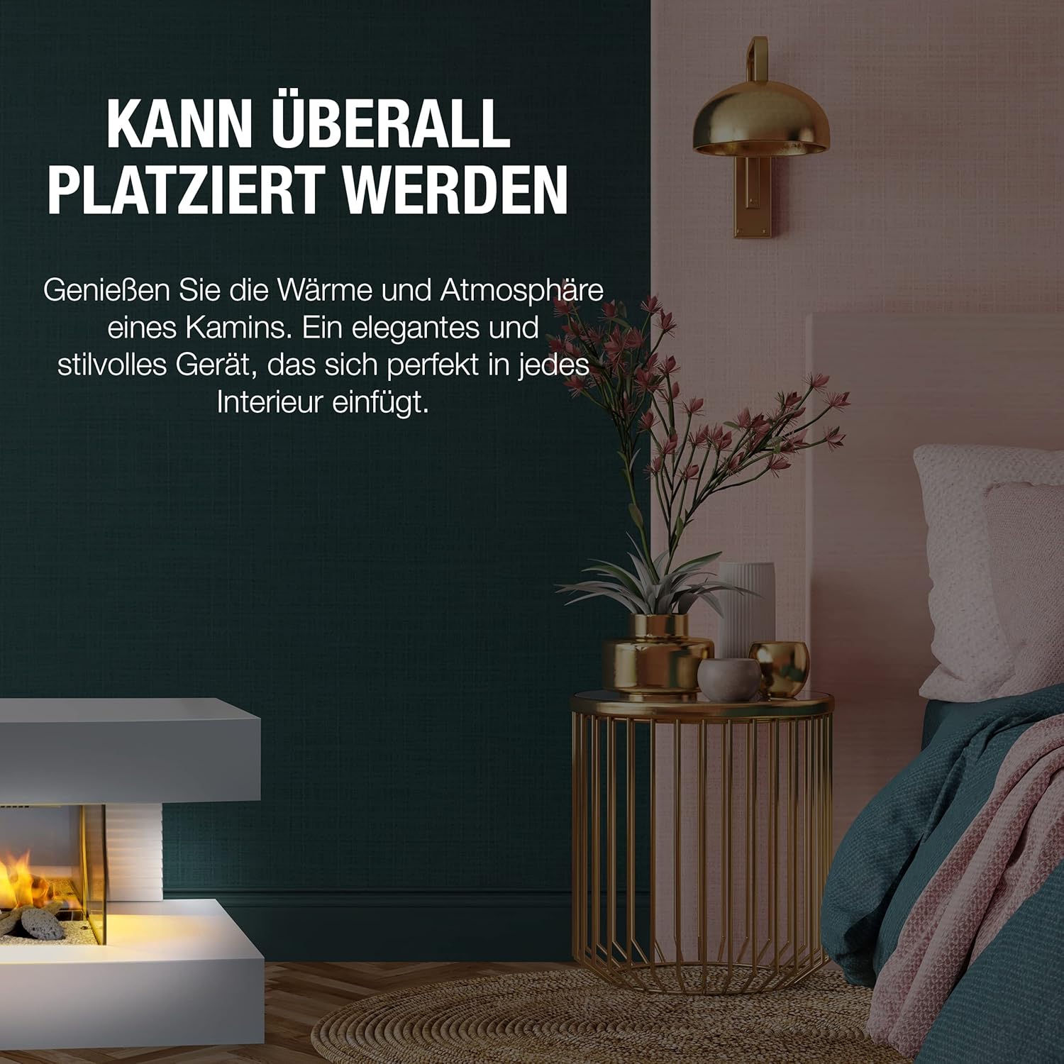 Elektrokamin - Toronto - 230V/2000W - Weiß - Kamin - mit Fernbedienung - LED-Flammeneffekt
