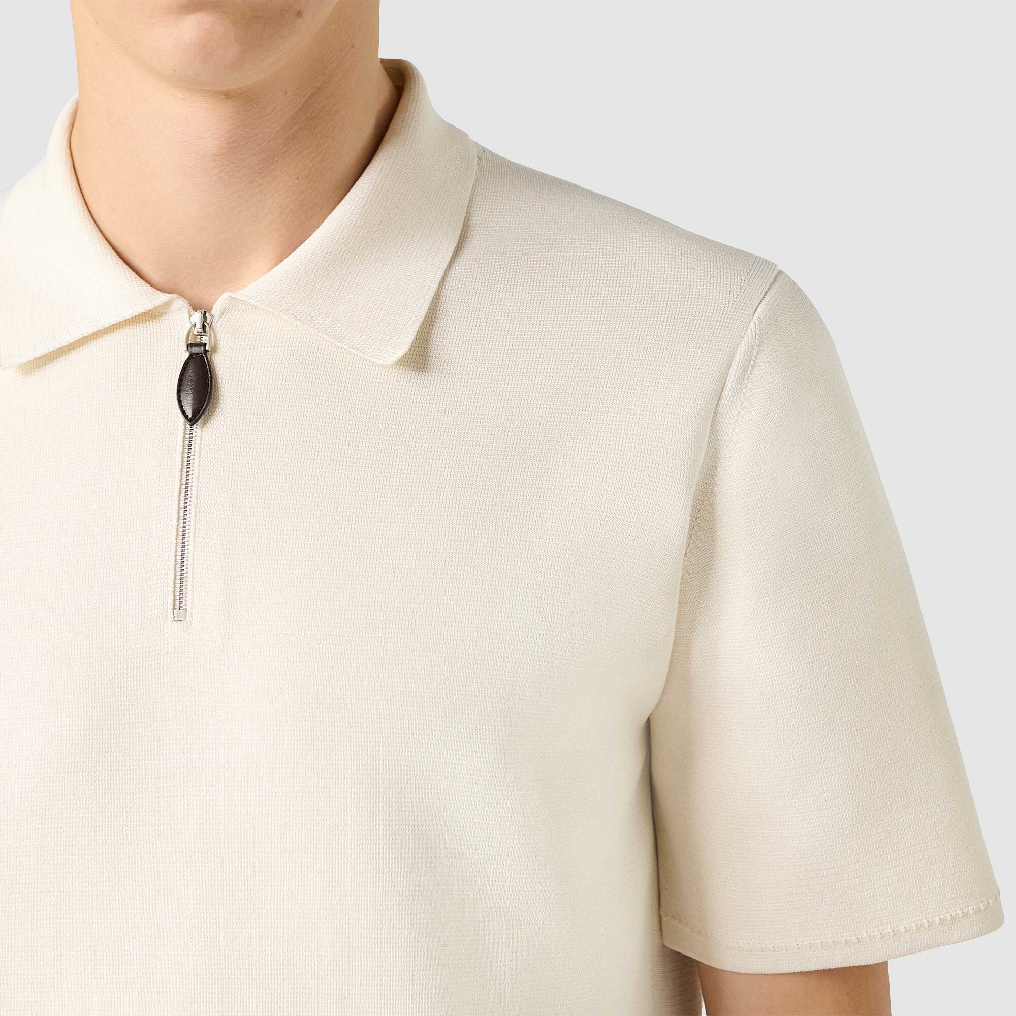 Polo En Coton Et Soie Zippe