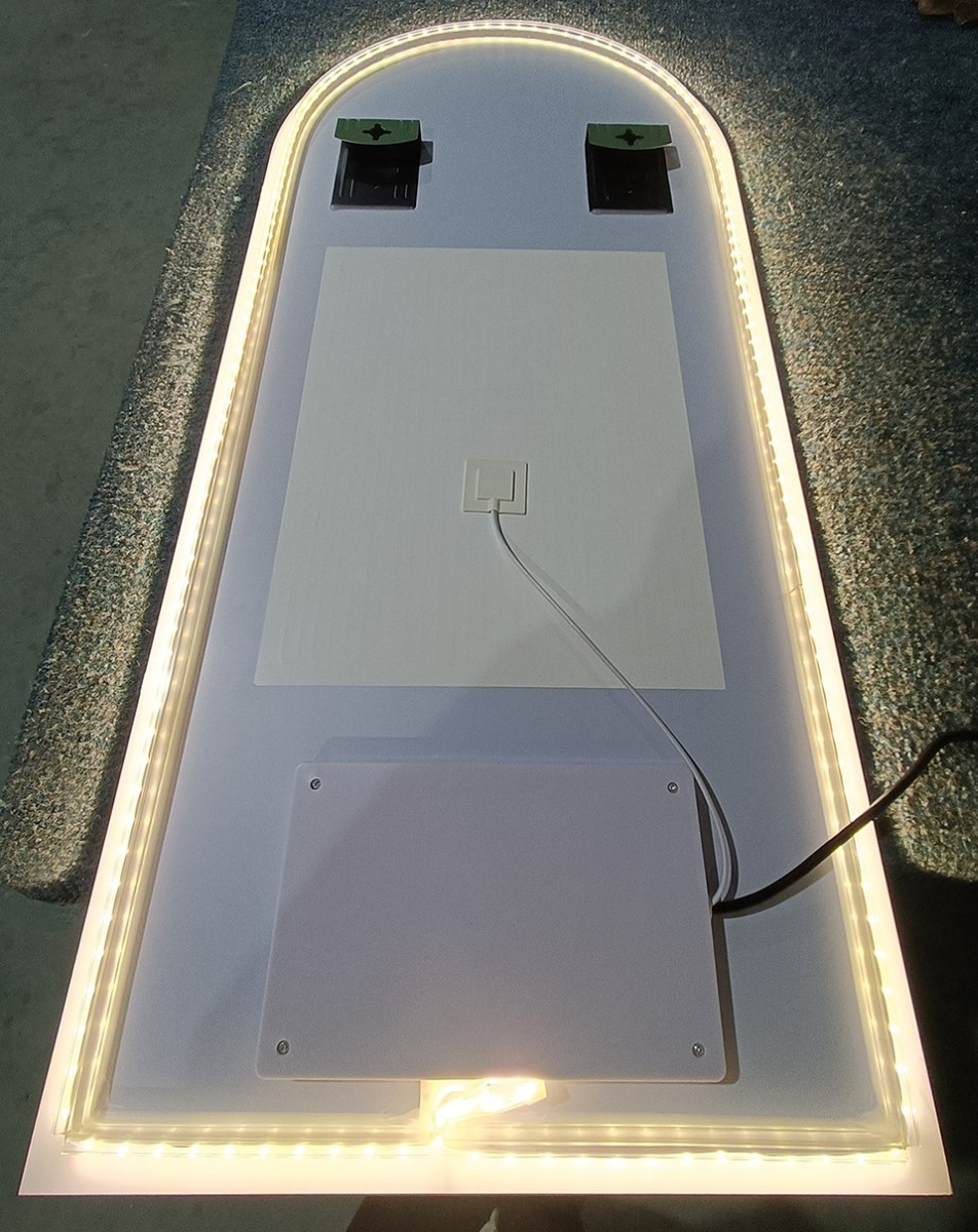 Saniclear Arc toog spiegel met zwarte lijst 45x100cm met verlichting en verwarming