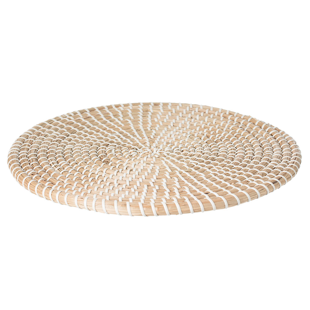Set de table rond osier motif blanc D 35cm