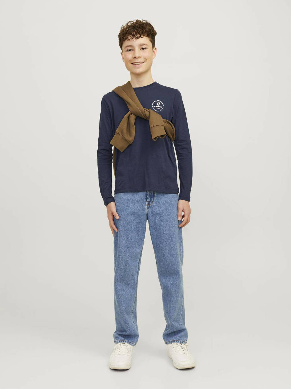 JACK & JONES longsleeve JJESWIFT met printopdruk donkerblauw