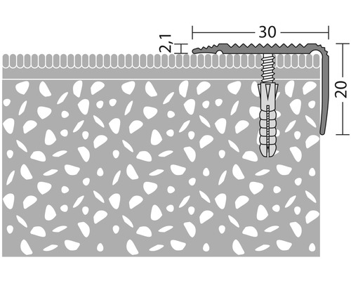 Aluminium traprandprofiel, goud geperforeerd, 30 x 20 x 1000 mm