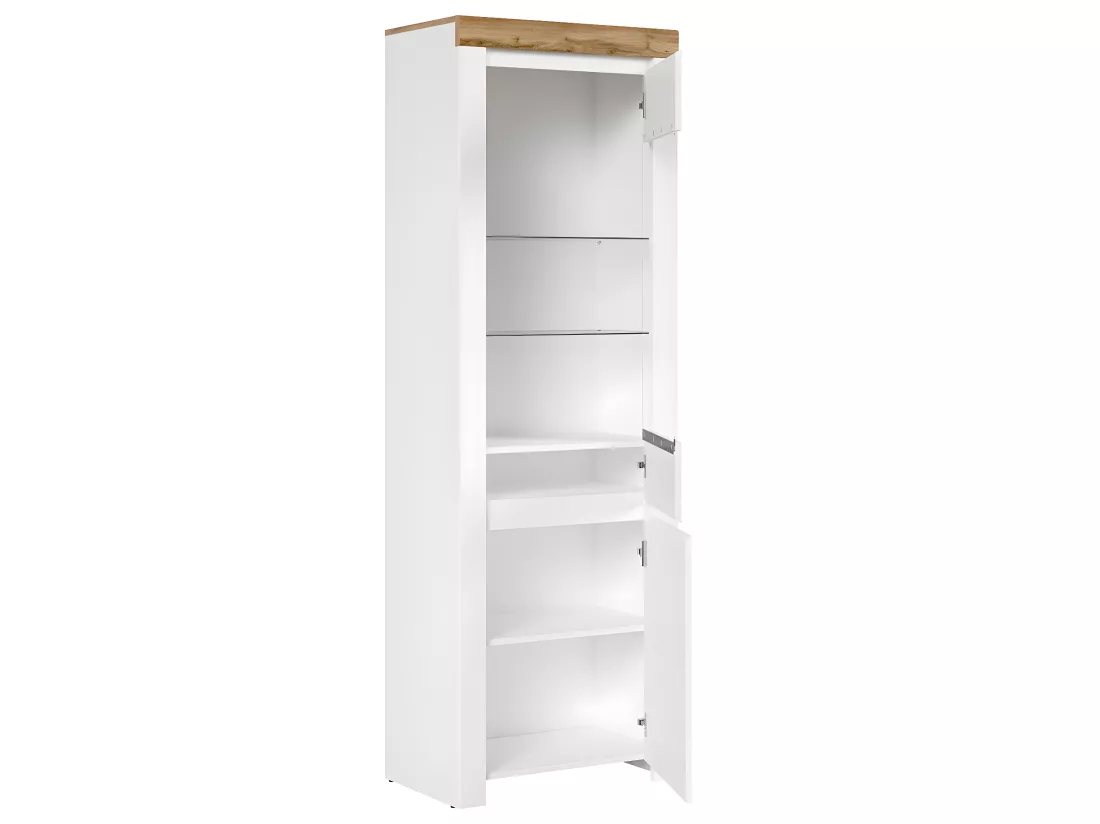 Vitrine 2 portes Hella Blanc et Bois
