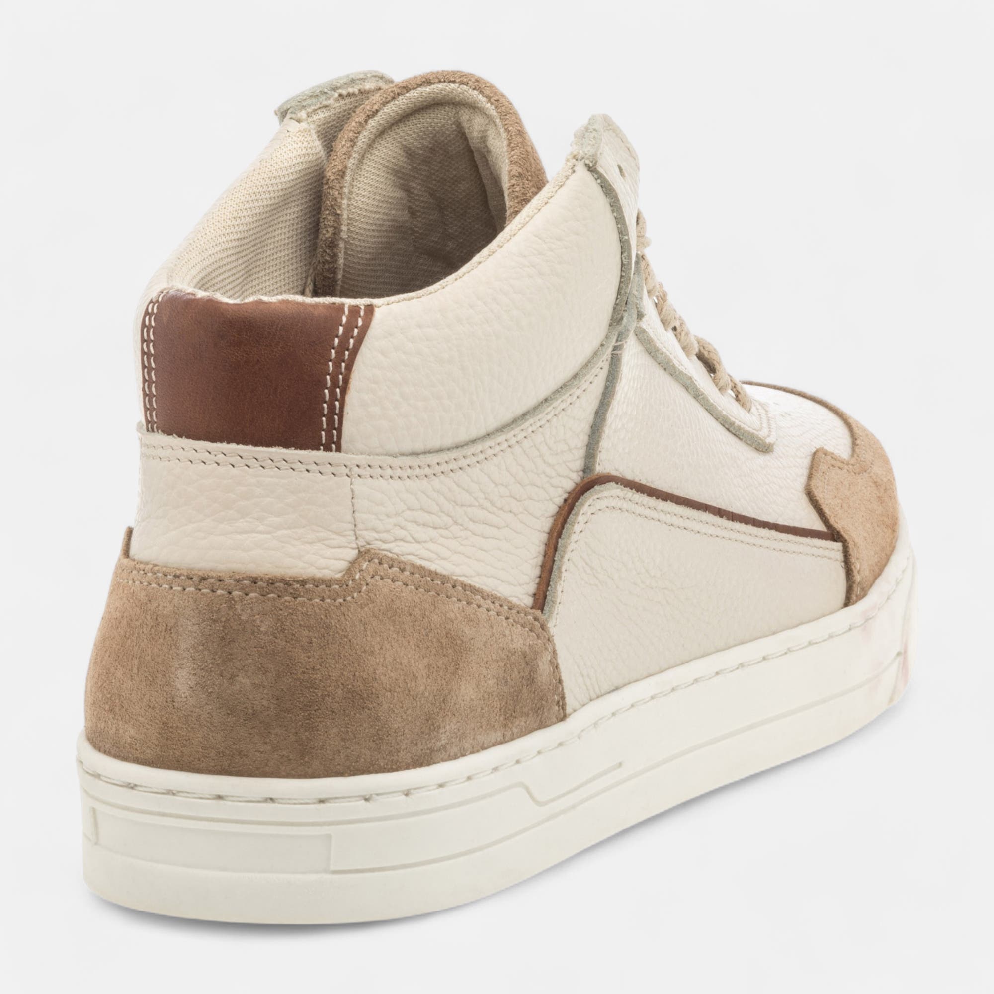 Baskets hautes Homme en cuir beige