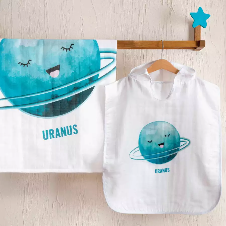 hibboux® Tagesdecken Musselin 75x75 Cosmic-Uranus Multicolor