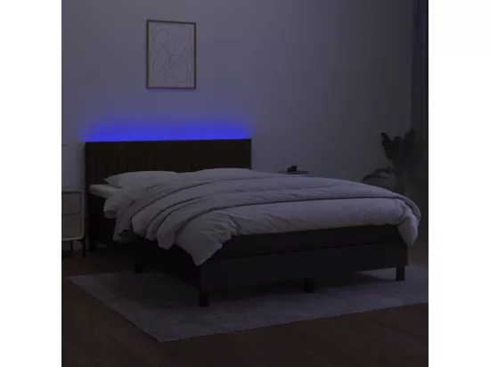 Sommier tapissier avec matelas et LED Noir 140x190 cm Tissu