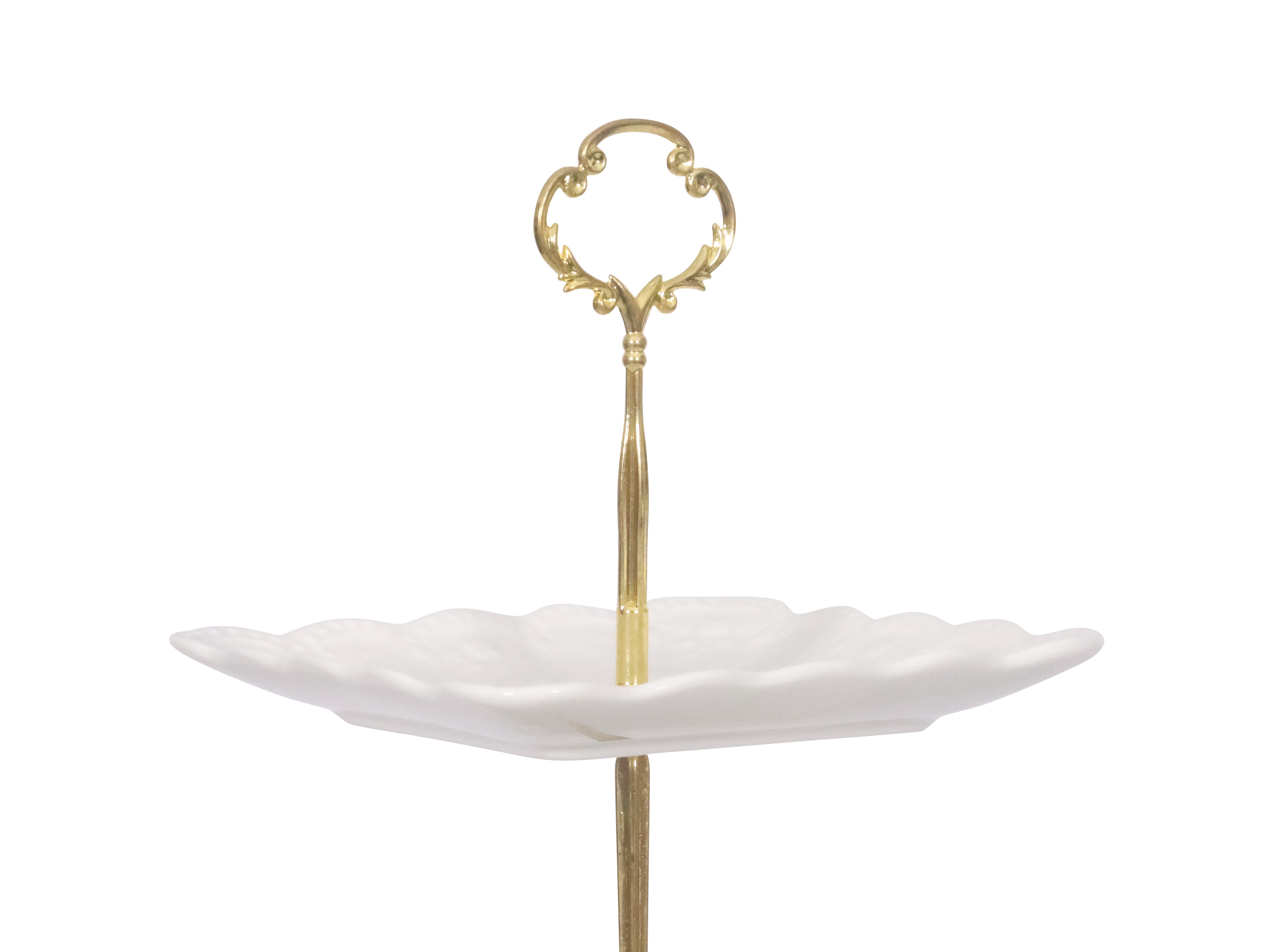 Etagere Keramik 3-stöckig weiss/gold