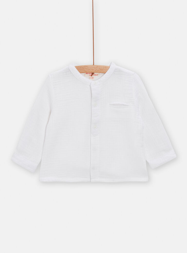 Chemise blanche à col tunisien pour bébé garçon
