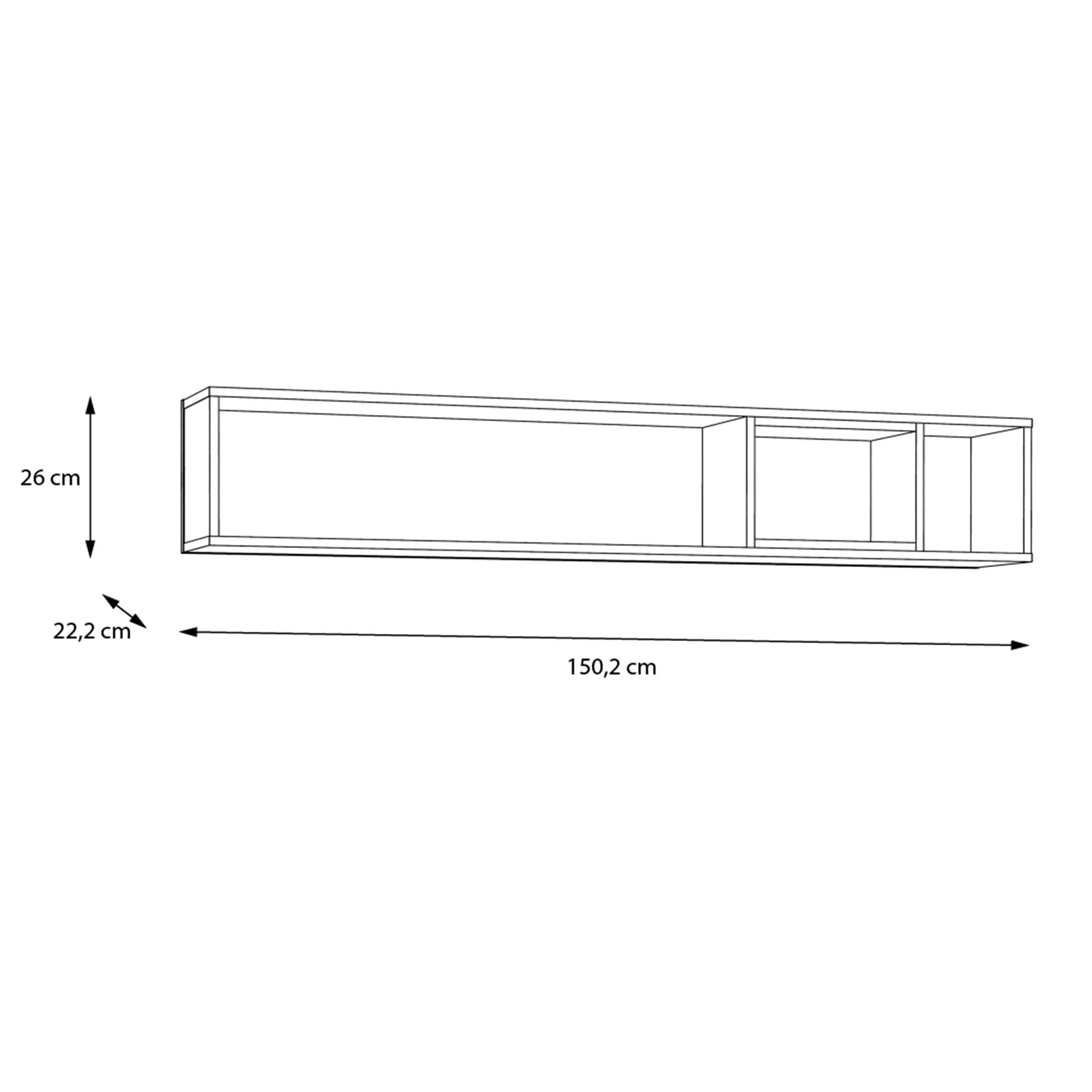 Wandboard - schwarz - Riviera Eiche - 150 cm