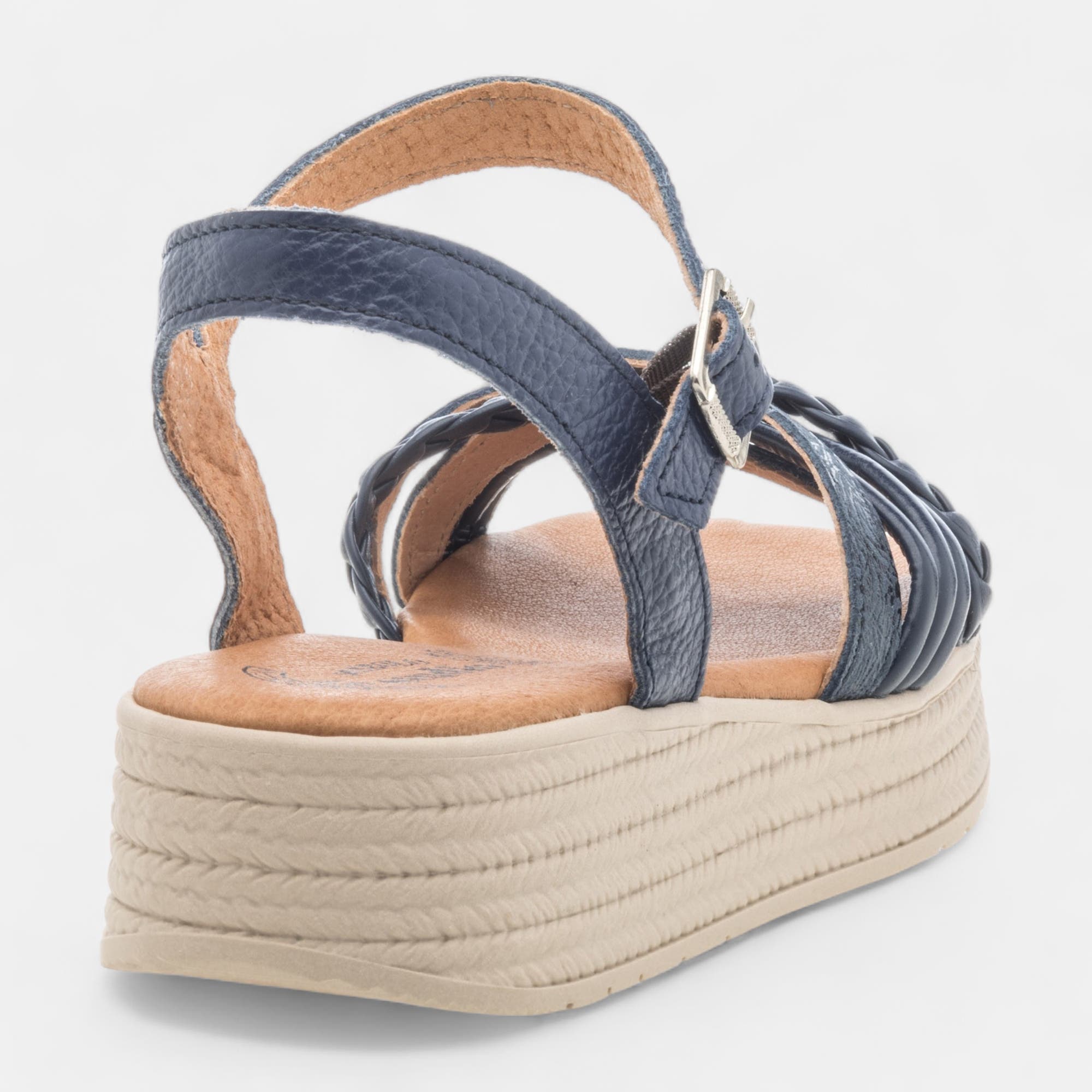 Sandales Femme en cuir bleu marine
