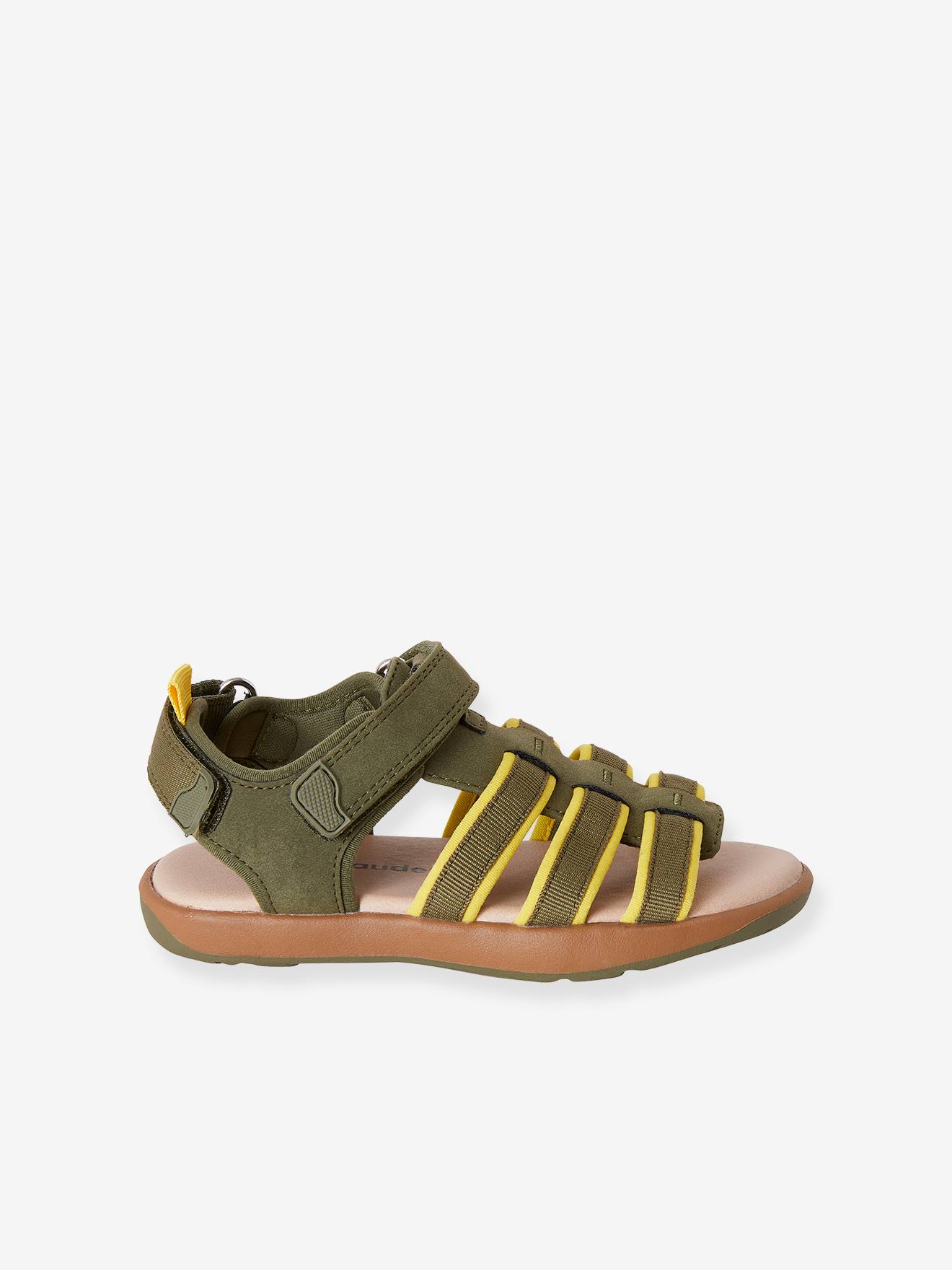 Sandálias lisas verde-escuras com fecho de velcro para meninos