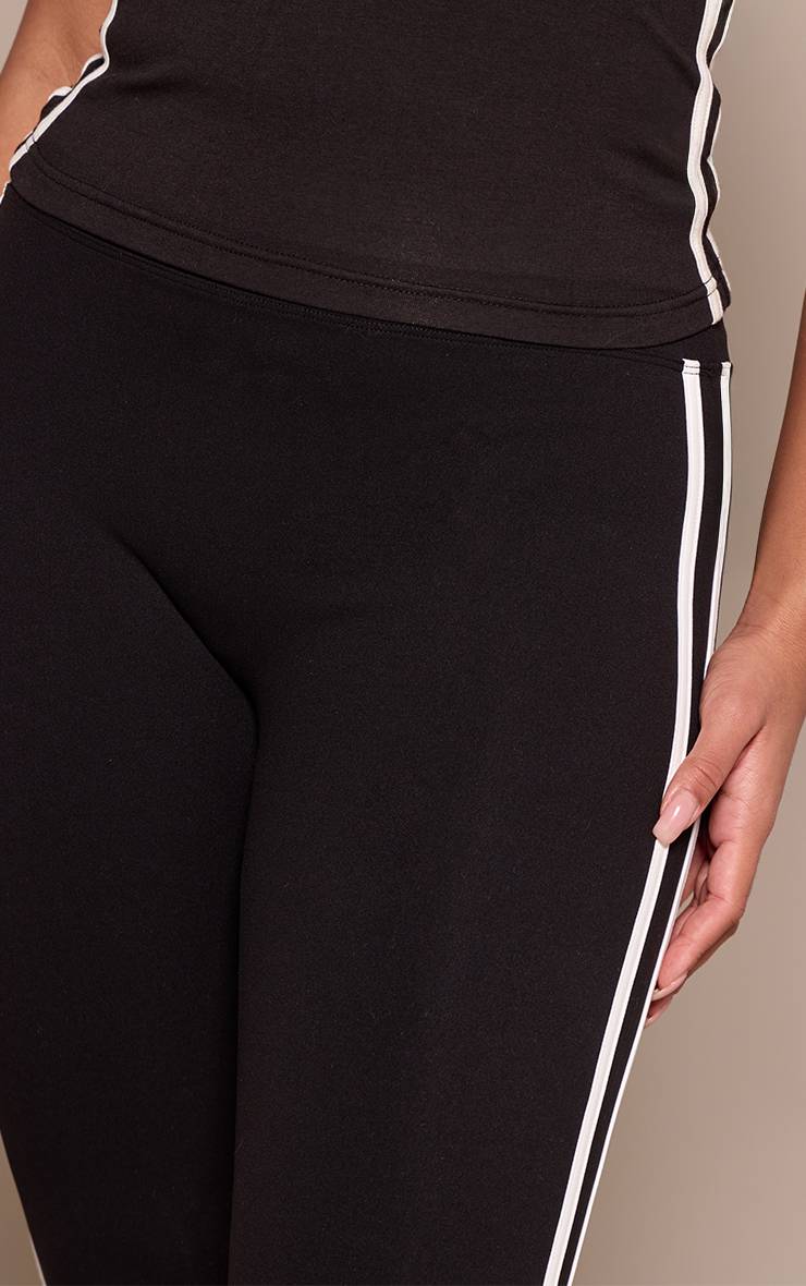 Noir Legging Évasé Sculptant Shape À Bande Contrastée Et Rayures Latérales