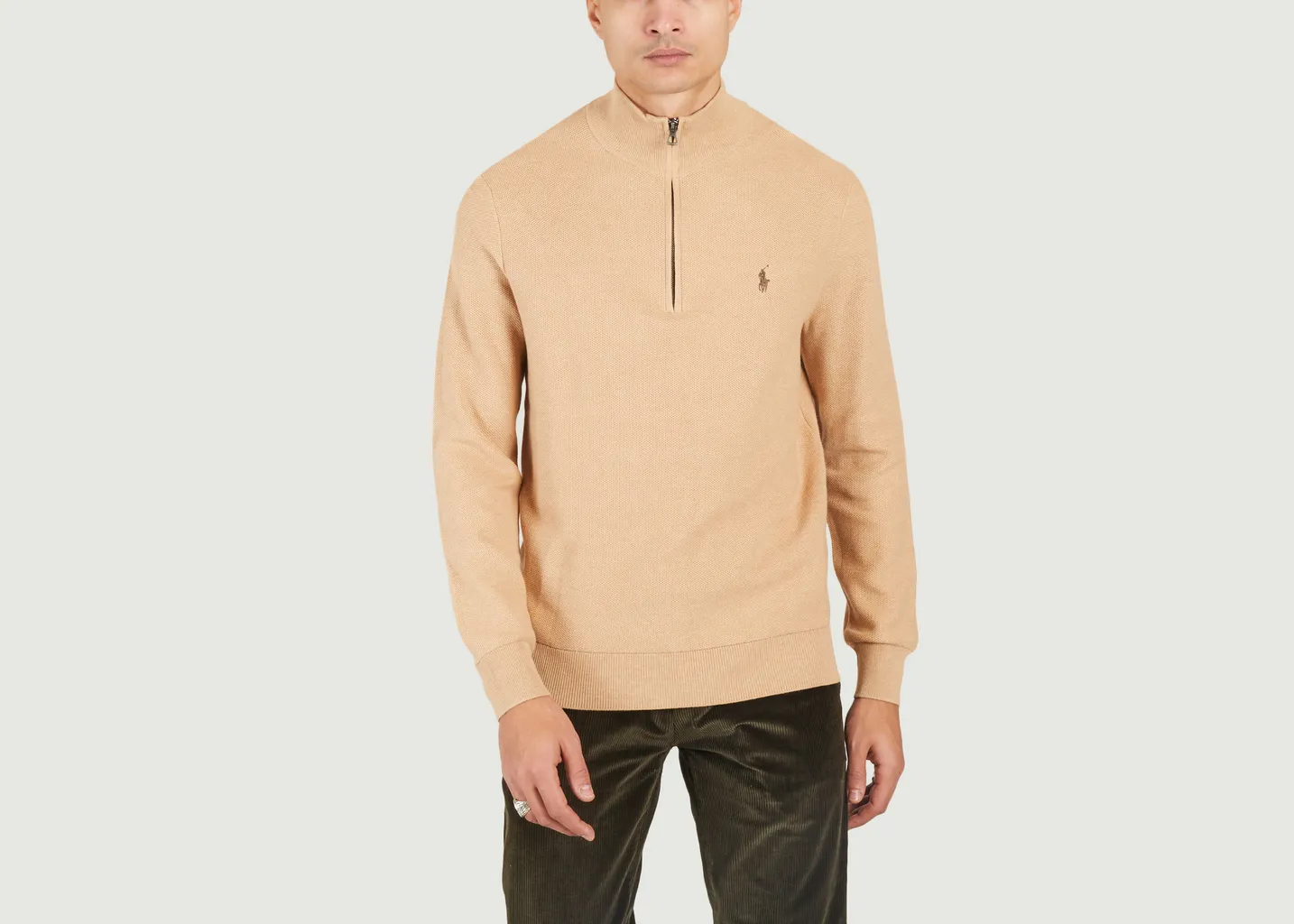 Pull demi-zippé en coton piqué Polo Ralph Lauren
