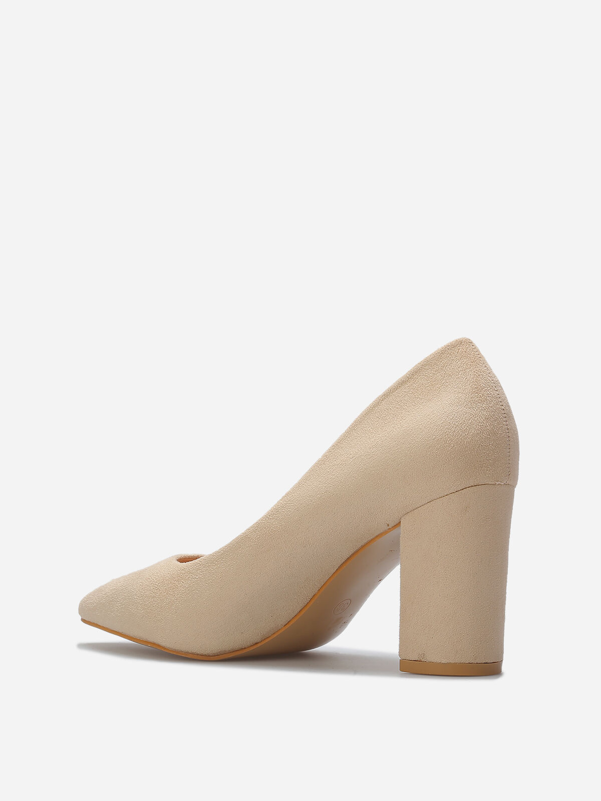 Escarpins en suédine et talon carré- Beige