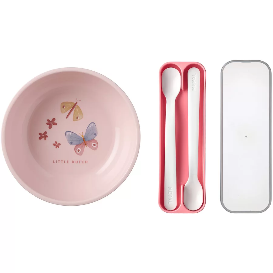 Mepal Kinderschale mit Fütterlöffel Mio 3er Set hellrosa