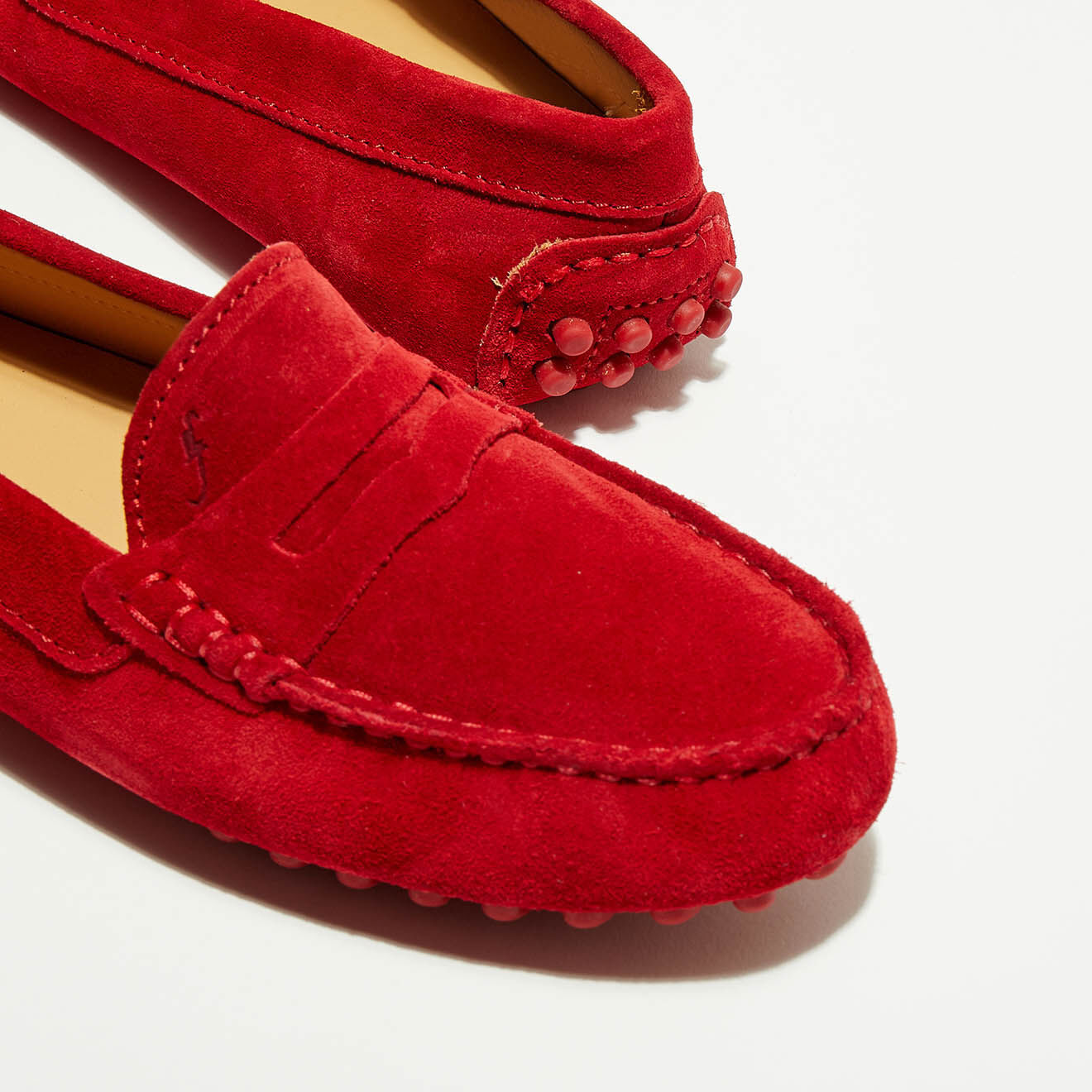 Loafers Mocassins en Velours de Cuir Lena  tomate