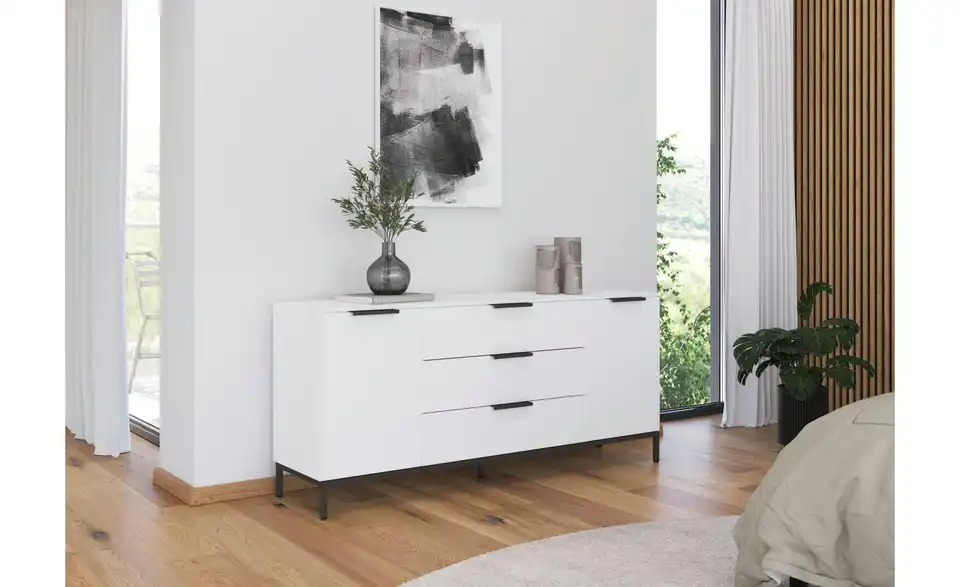 Sideboard Weiß Front: Dekor, Oberboden: Dekor Graphit