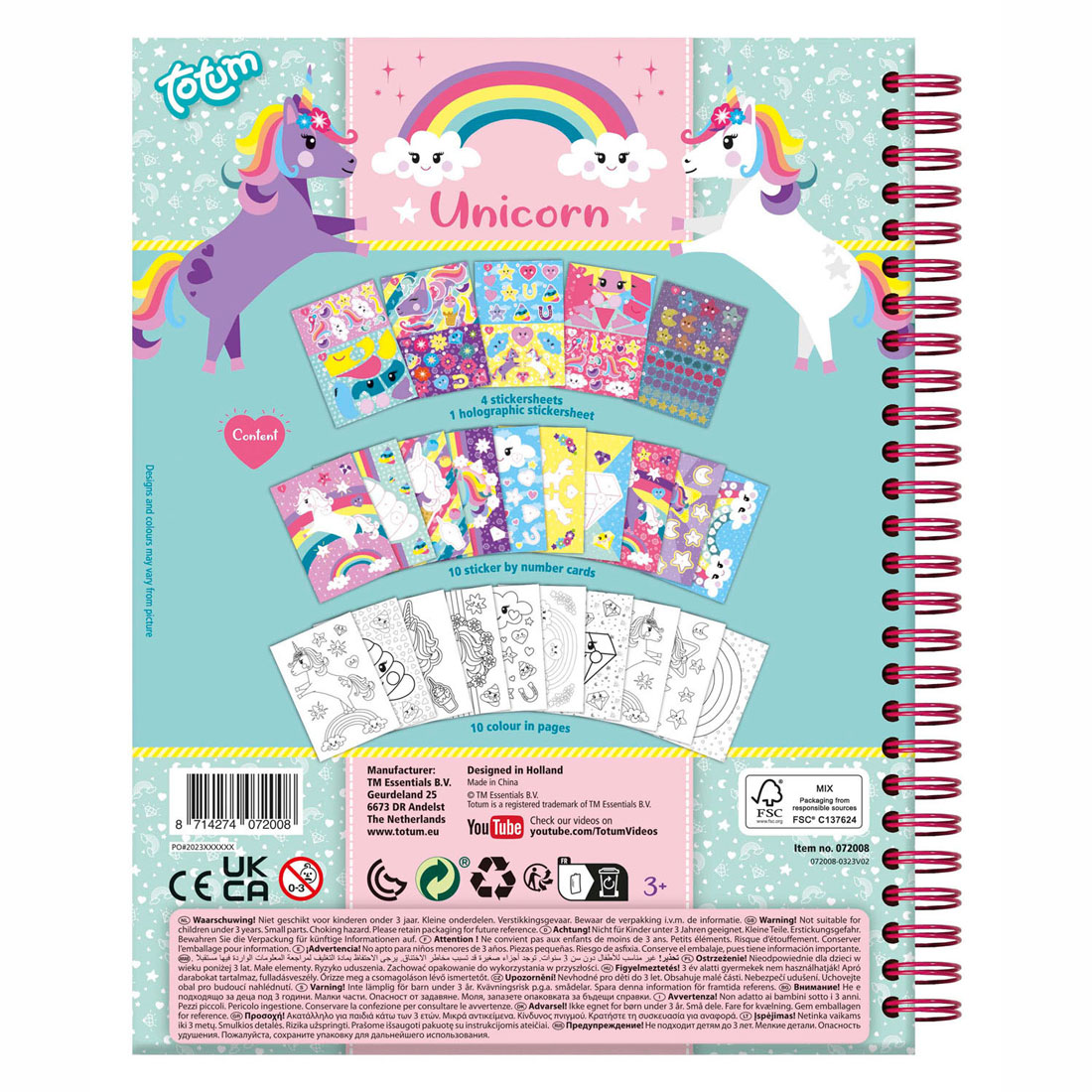 Totum Stickerboek Stickeren op nummer Eenhoorn