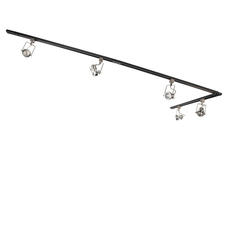 Smart 1-fase rail zwart met staal incl. 5 WiFi GU10 - Iconic Suplux