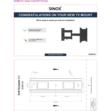 Sinox One SOB0152 dreje vægbeslag til 23