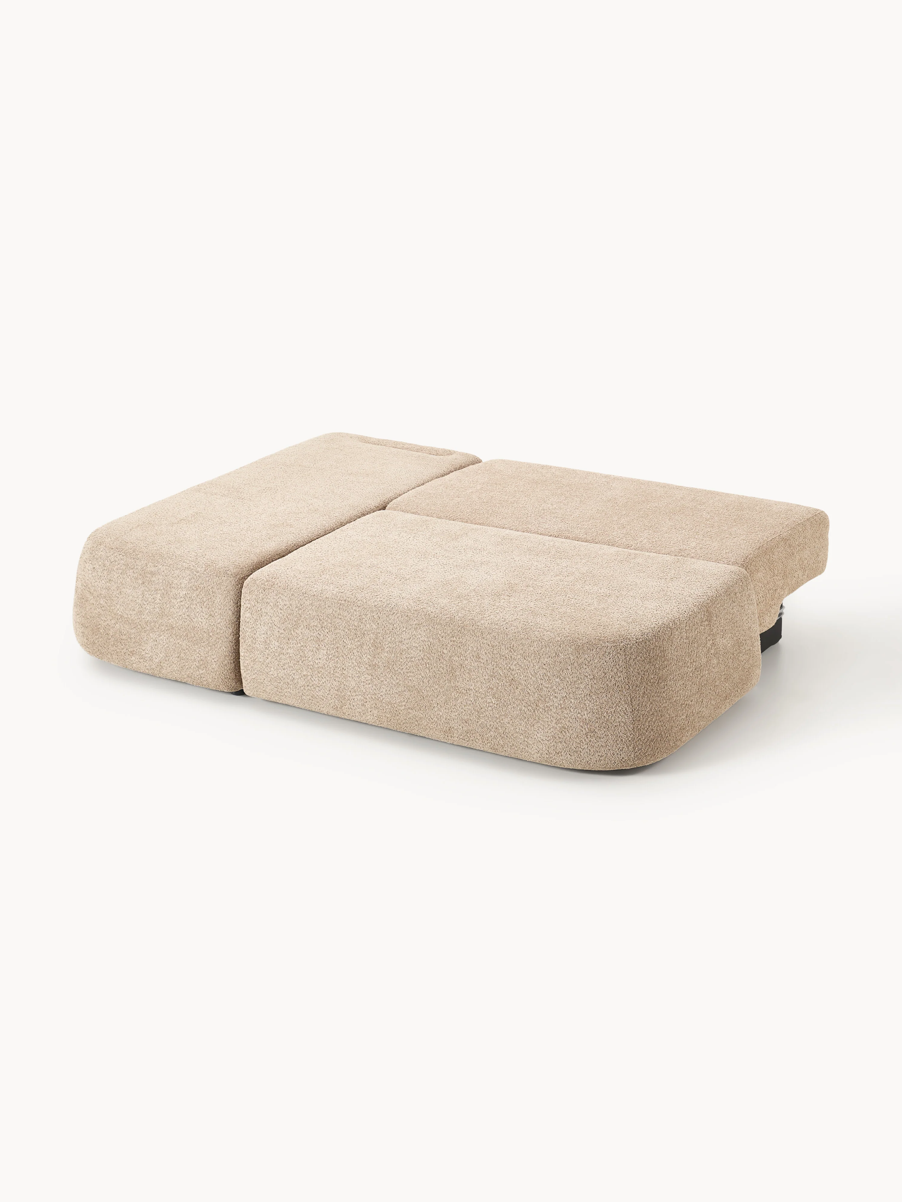 Hoekbankbed Pao van teddy-bouclé met opbergruimte