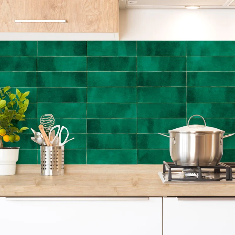 Crédence cuisine Crédence ALU L120xH 50cm - ZELLIGE VERT 99deco