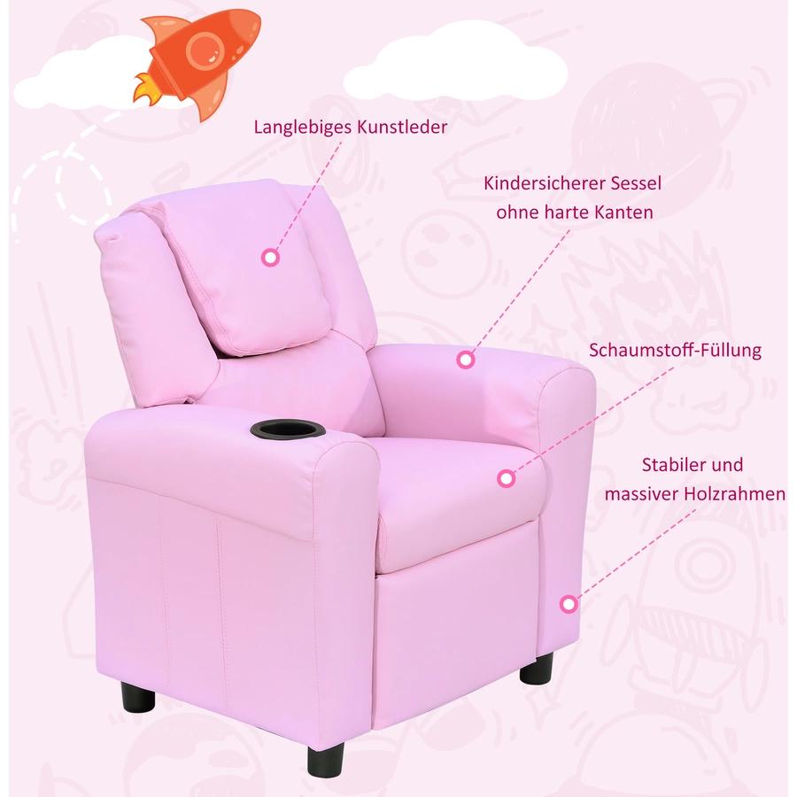 HOMCOM Kindersessel mit Liegefunktion rosa