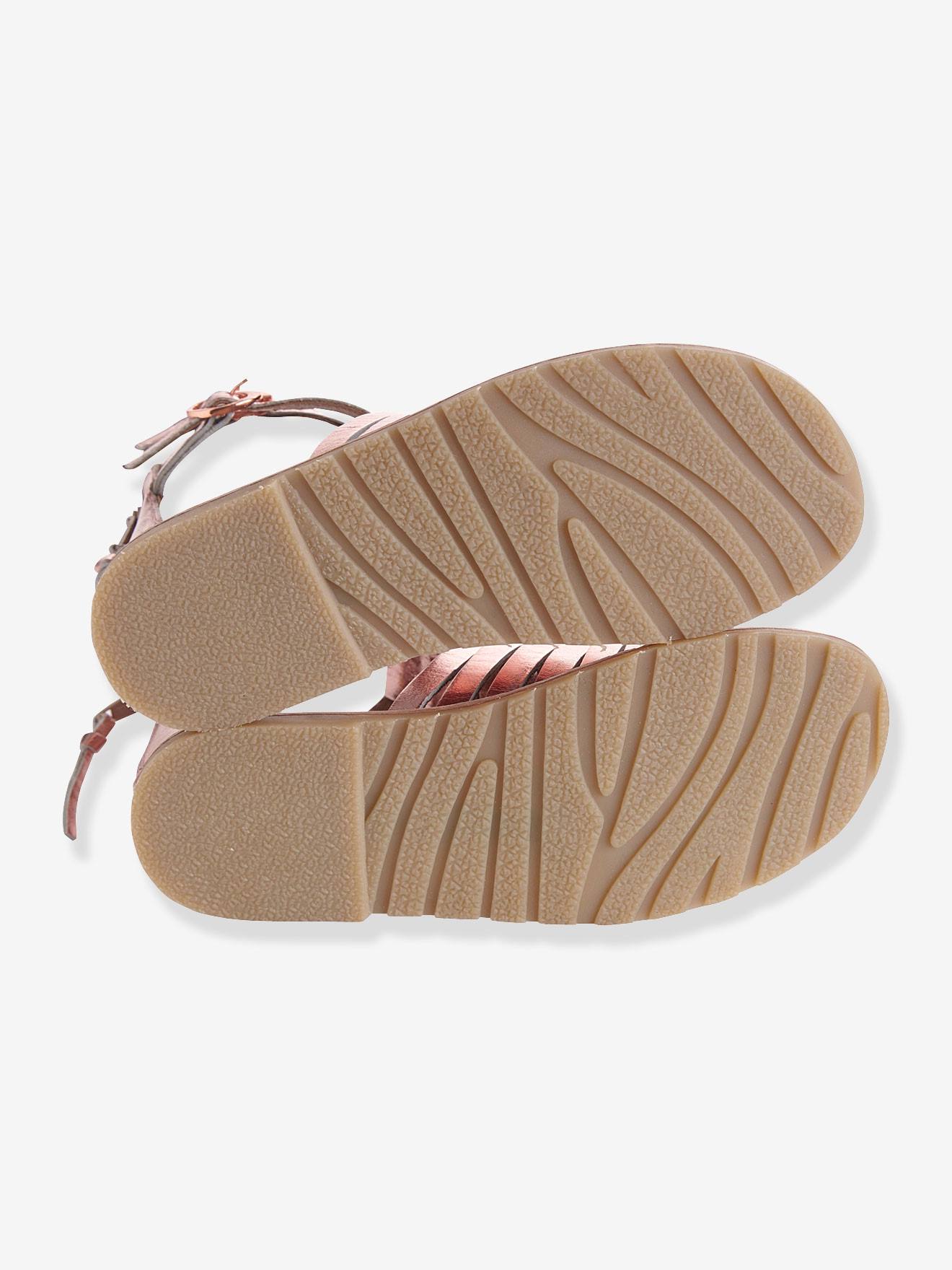 Sandálias de couro prateadas e multicoloridas para meninas