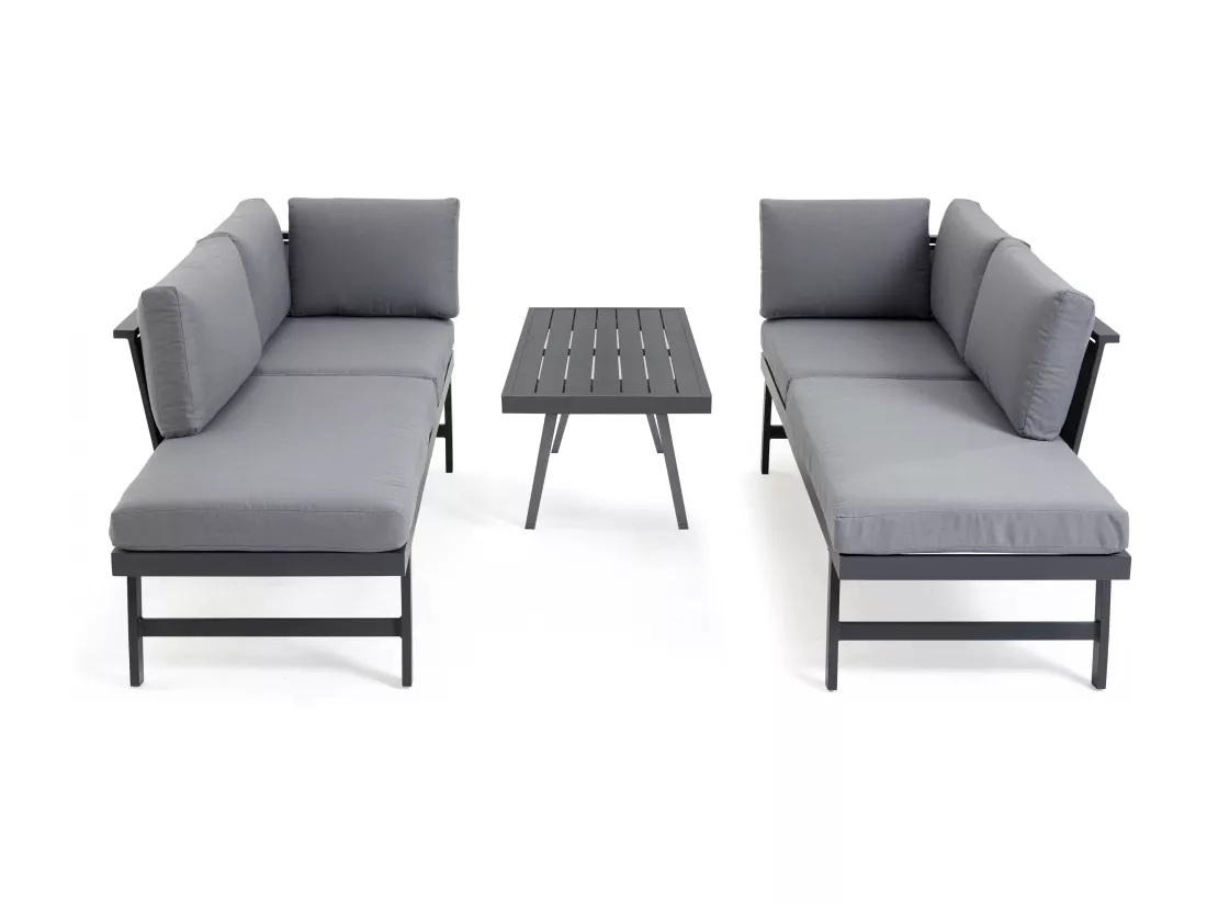 Salon de jardin modulable 8 places en aluminium