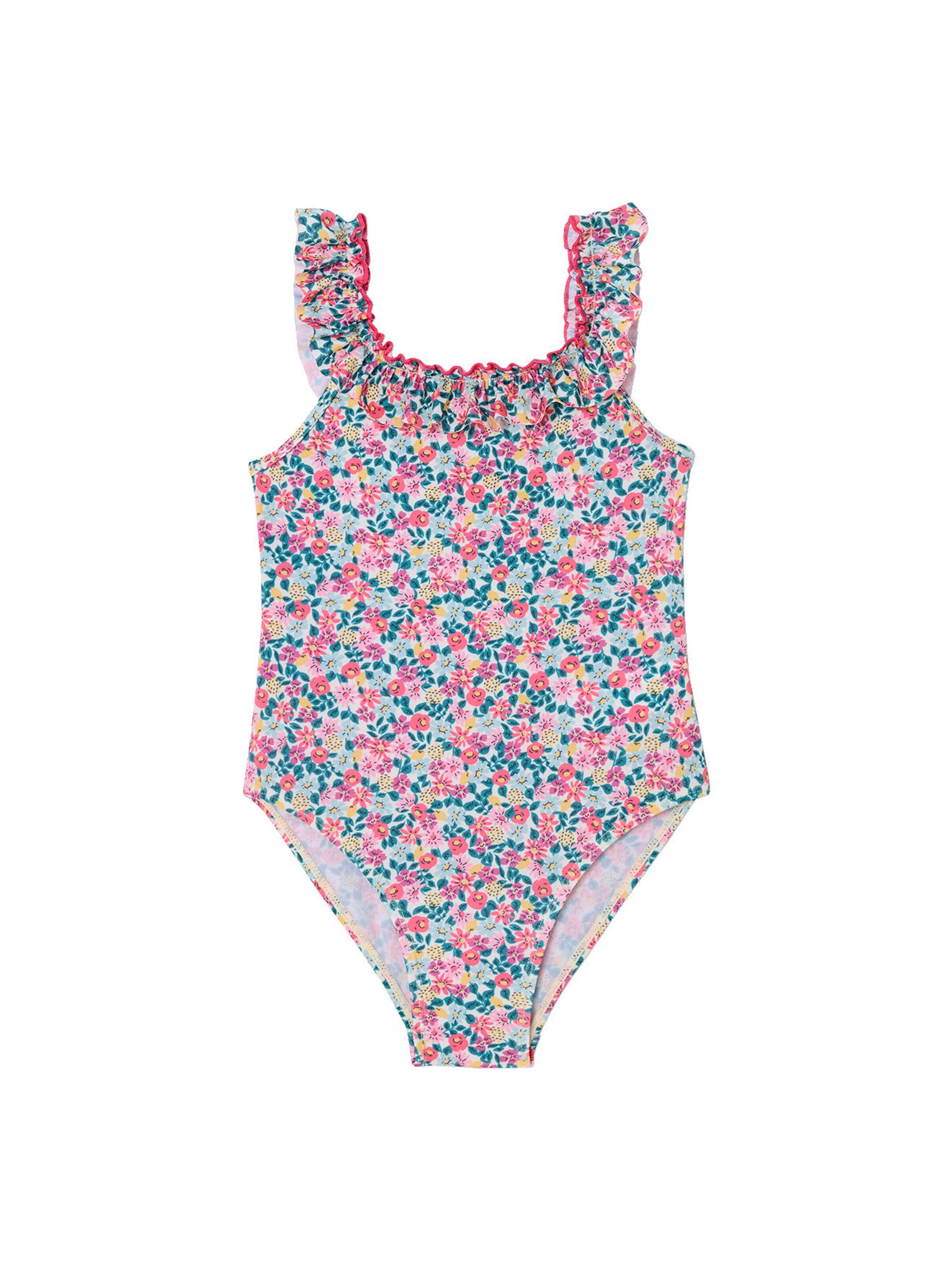 Vertbaudet Mädchen Badeanzug mit Blumenprint pfirsich