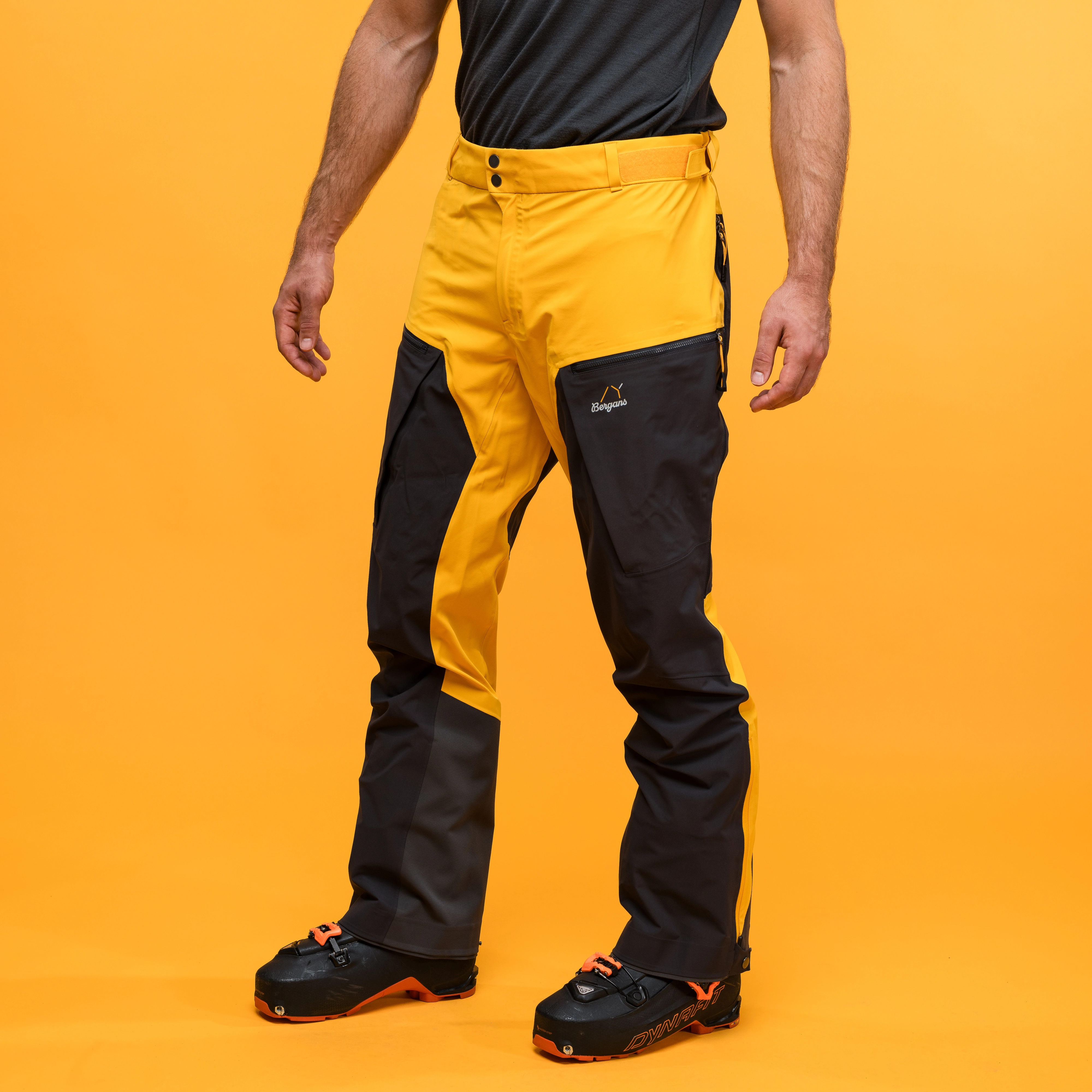 Y MountainLine Hybrid Softshell Pants Men Mango Yellow / Dark Shadow Grey