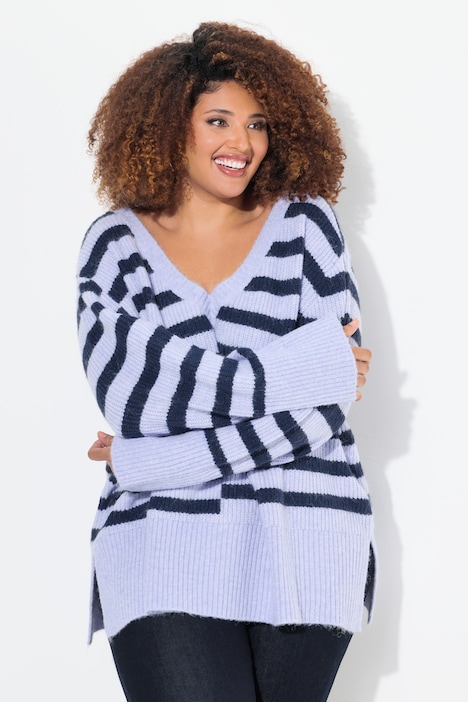 Pullover, Ringel, Oversized, Rundhals, Langarm