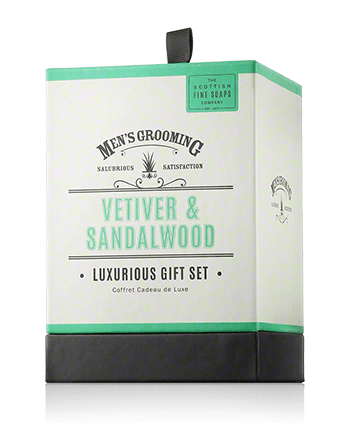 Scottish Fine Soaps Men's Grooming Vetiver & Sandalwood Luxurious Gift Set 75ml-75ml-40g-75ml