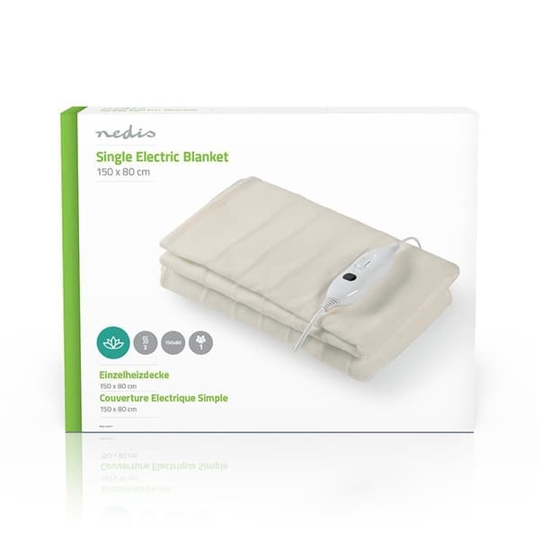 Nedis Elektrisk Teppe | Underblanket | 1 Person | 150 x 80 cm | 3 Varmeinnstillinger | Vaskbar | Overopphetings vern | Polyester