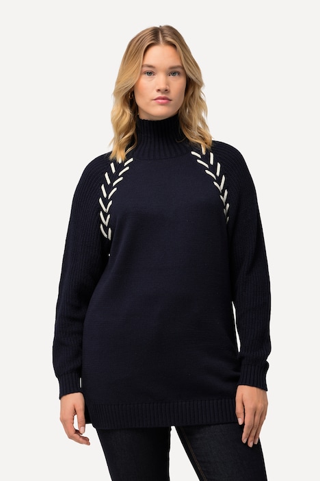 Pullover, Schmuckbänder, Stehkragen, Langarm