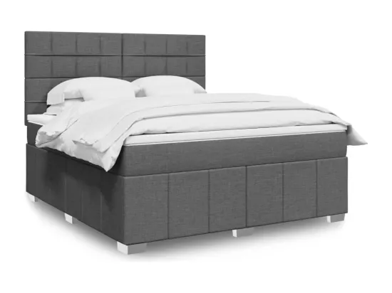 Sommier à lattes de lit avec matelas Gris foncé 180x200cm Tissu