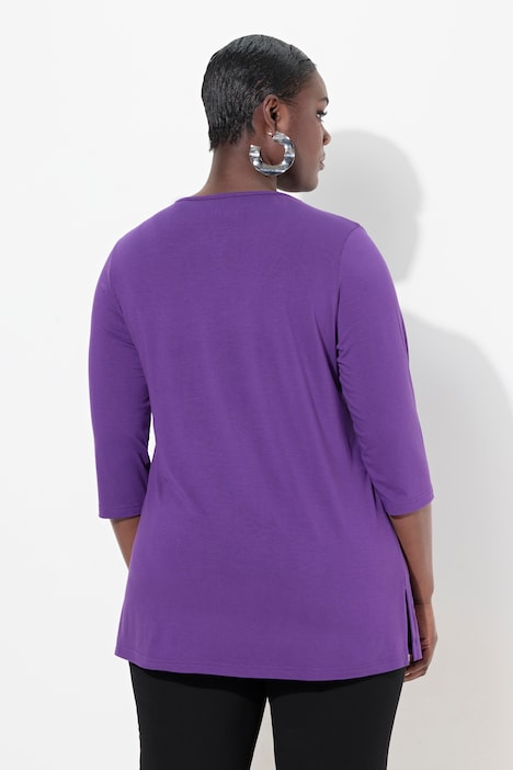 Shirt, tiefer Rundhalsausschnitt, 3/4 Arm