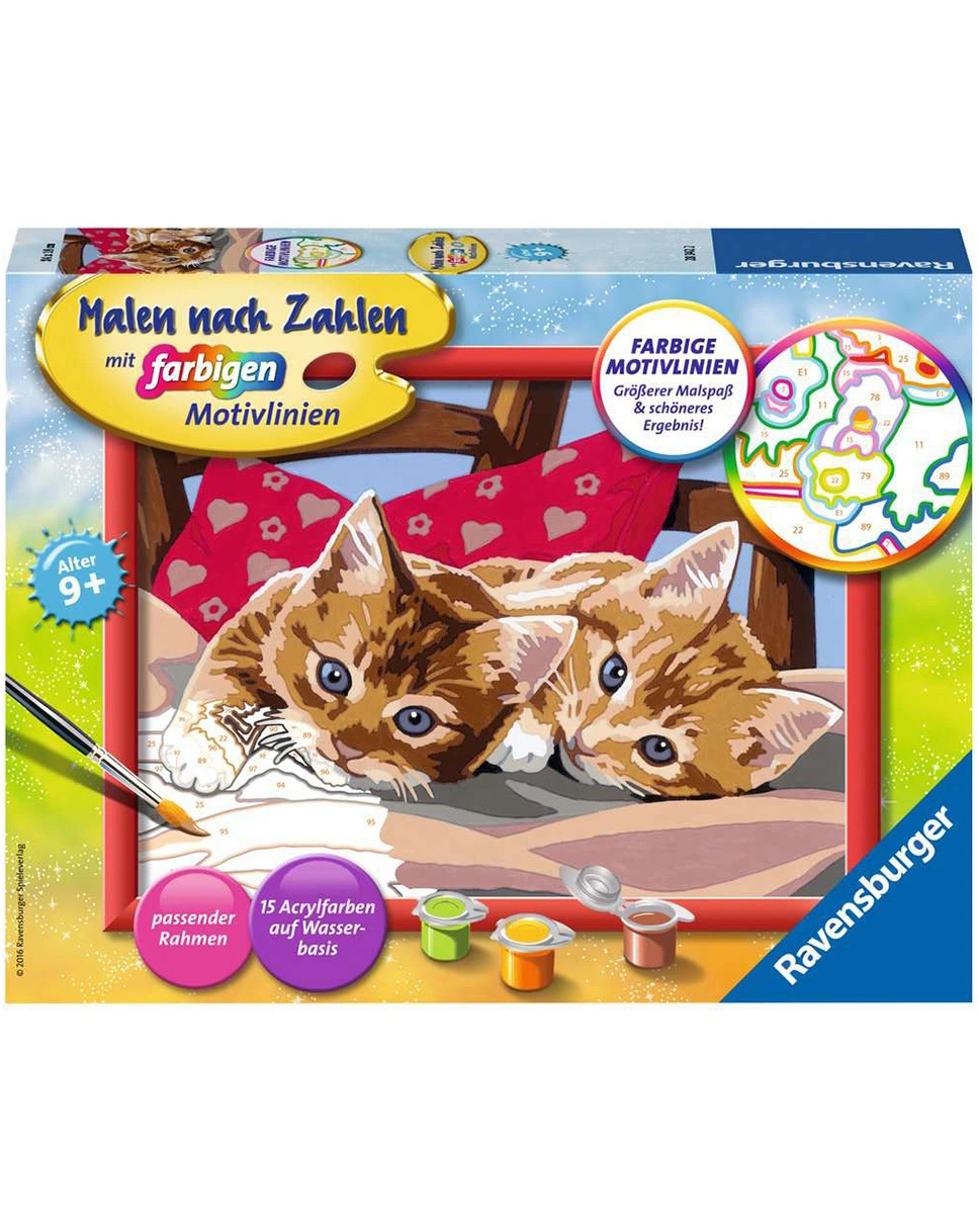 Mal-Set MALEN NACH ZAHLEN SERIE D – ZWEI SCHMUSEKÄTZCHEN 18-teilig