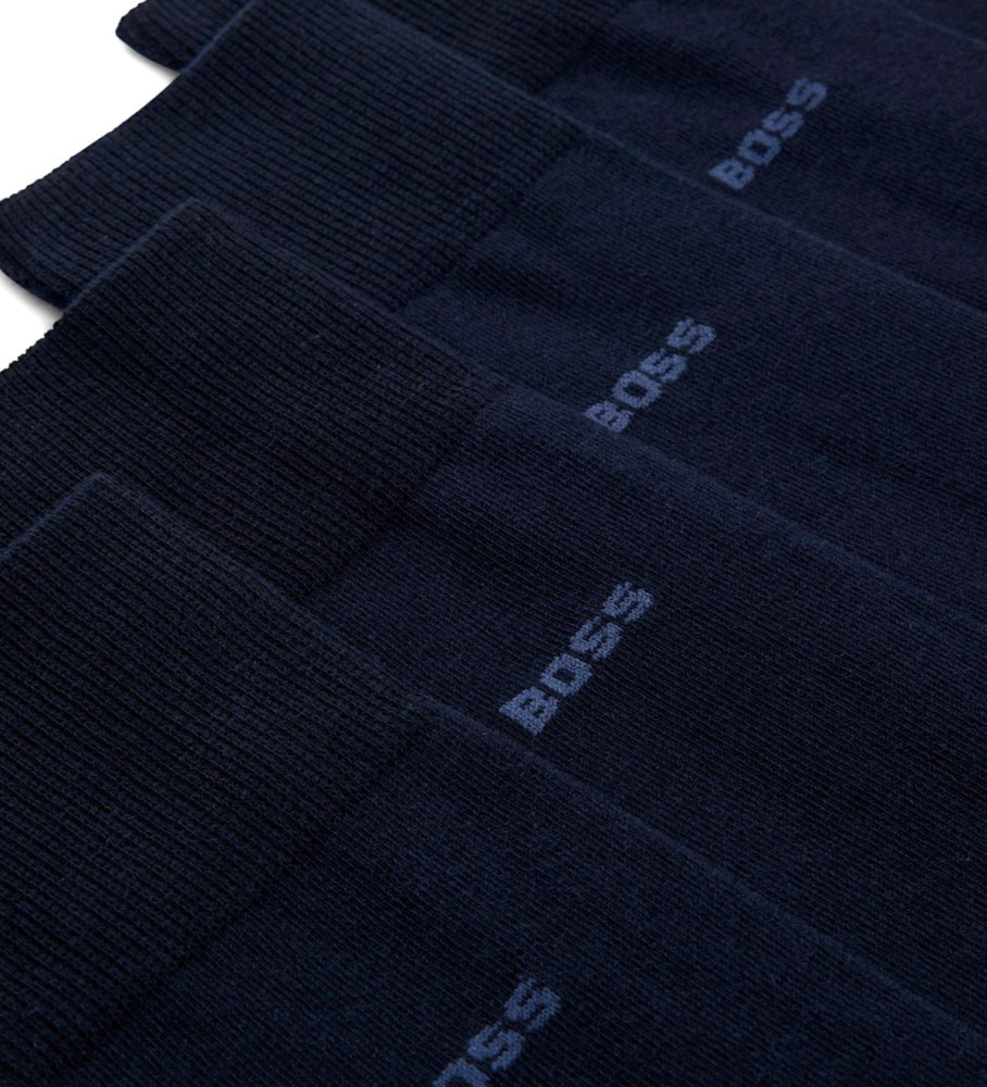 Pacote com 5 pares de meias BOSS de cano médio, cor azul marinho.