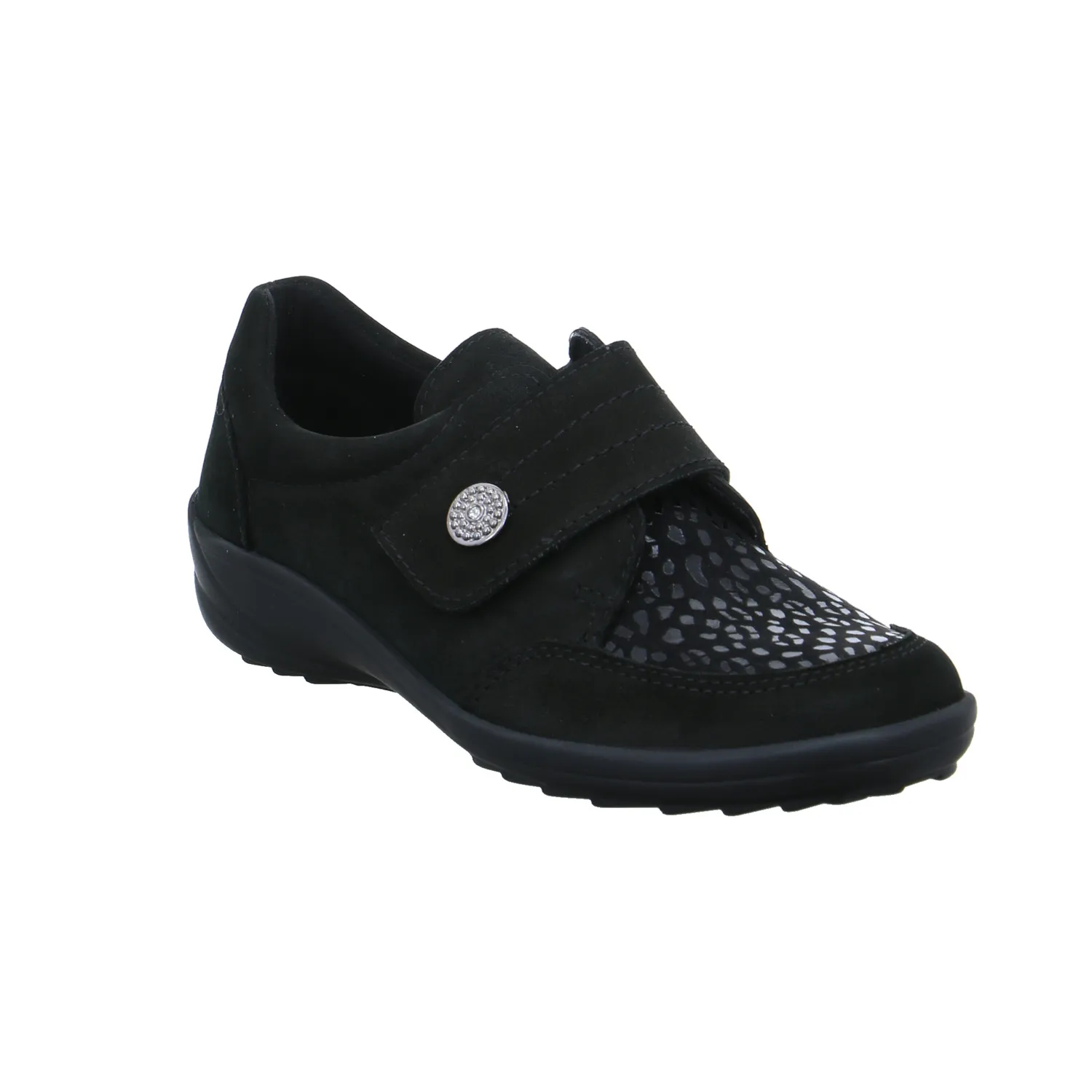 VAN DER LAAN Comfort-Velcro Schwarz Leder  mit Wechselfussbett