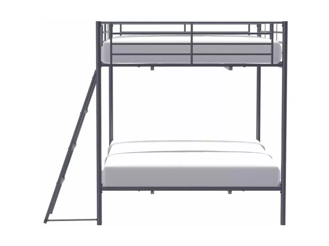 Lits superposés en métal - Dark Grey - Sommiers inclus - 2 x 140 x 190 cm - ALICE
