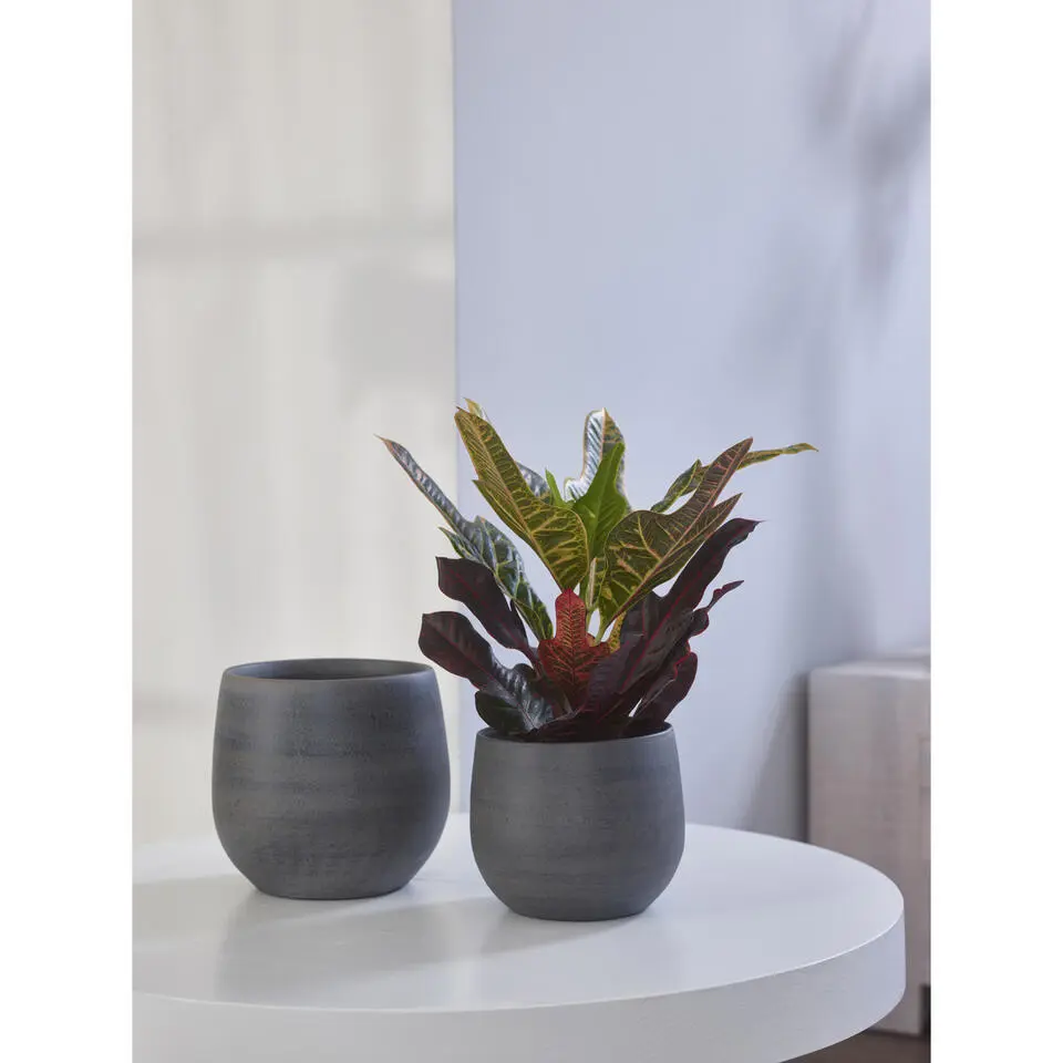 Ter Steege Plantenpot - moderne look - grafiet - 18 x 16 cm