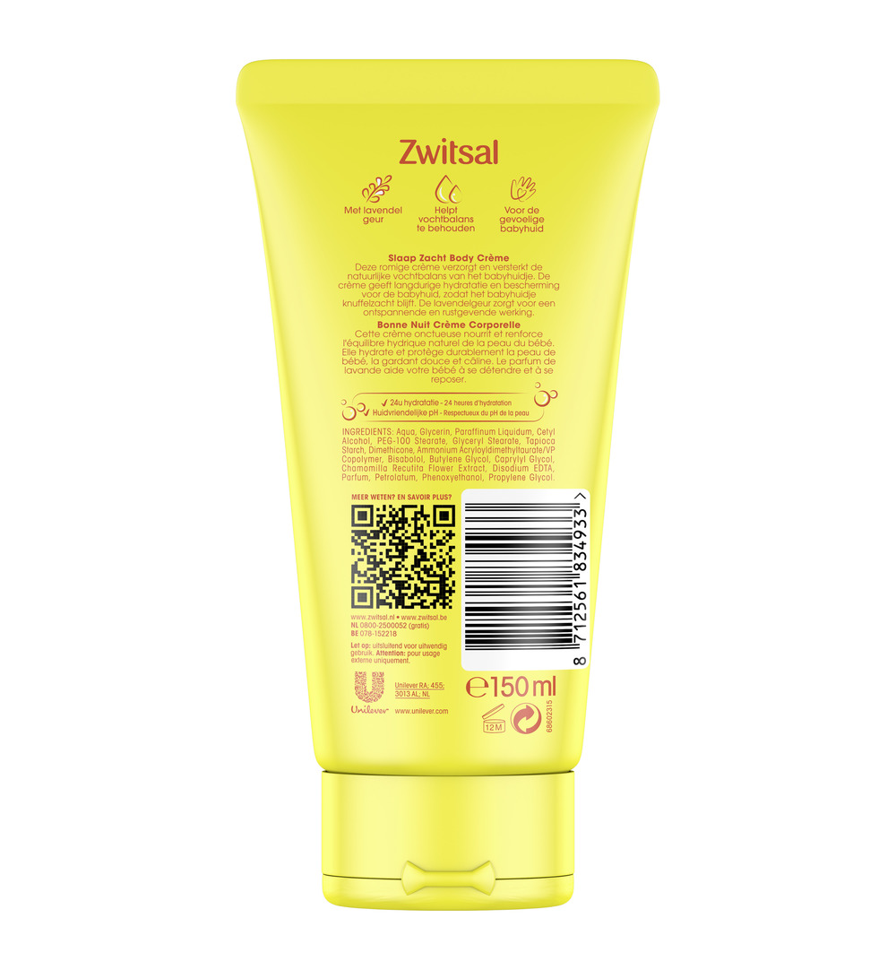 Zwitsal Bodycreme lavendel (150 ml)