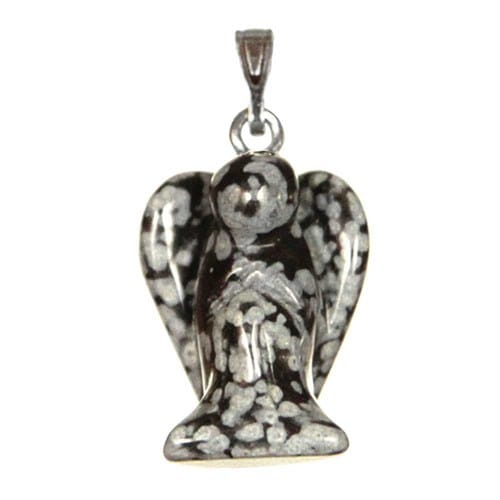 Pendentif ange en obsidienne neige