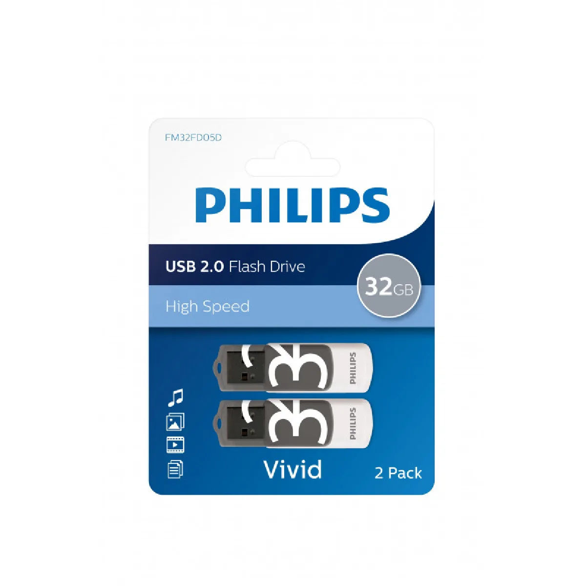 Philips Vivid Pack 32 Go Gris/Blanc