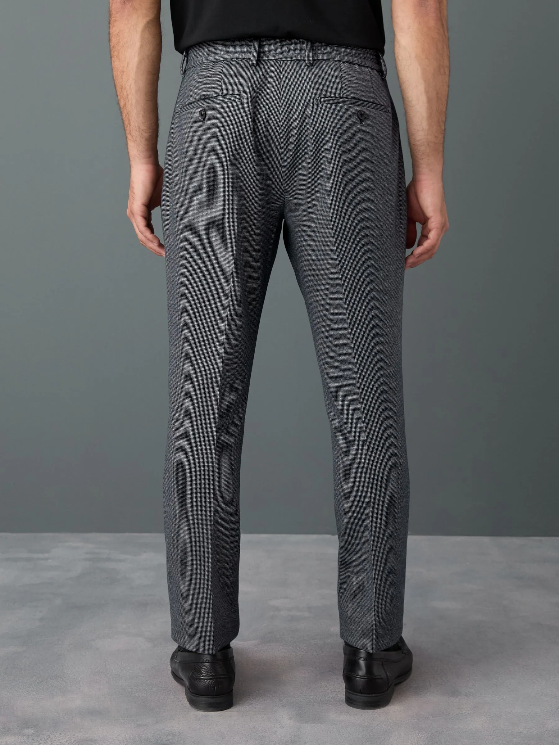 Blauw - Slim fit getextureerde broek met elastische achterkant en stretchy