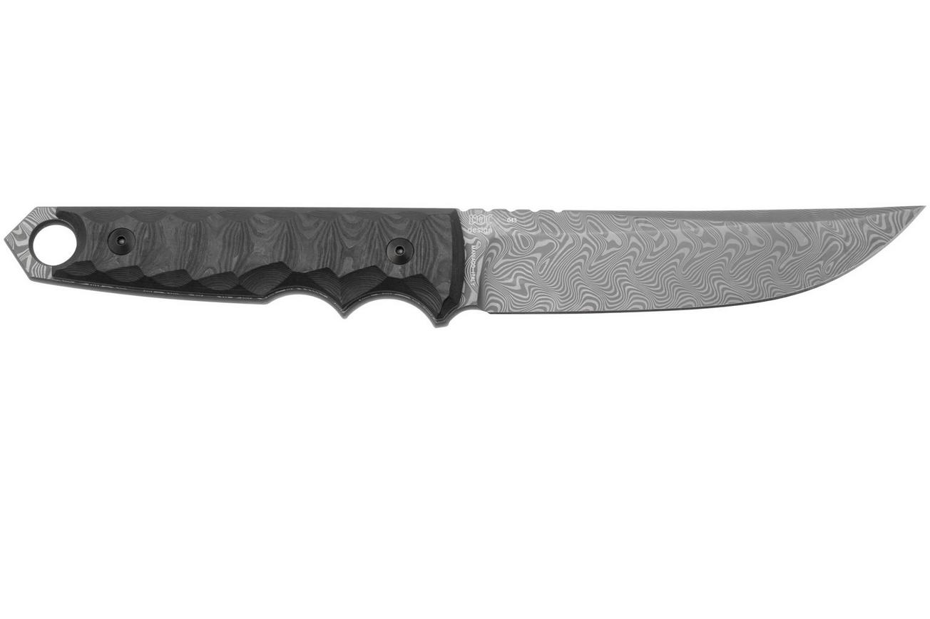Fox Knives Ryu FX-634-DCFB, Balbachdamast Herringbone, Black Camo Carbon Fiber, vaststaand mes, Black Roc Knives design