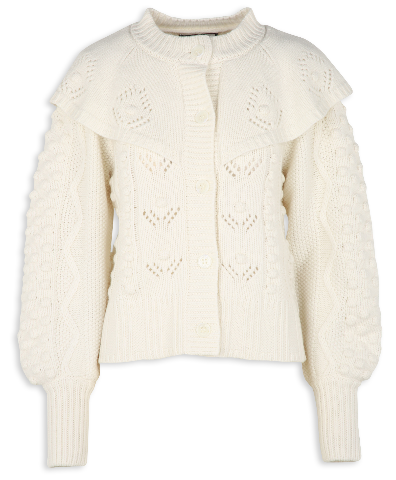 GINNY - Gilet col rond en laine | Blanc