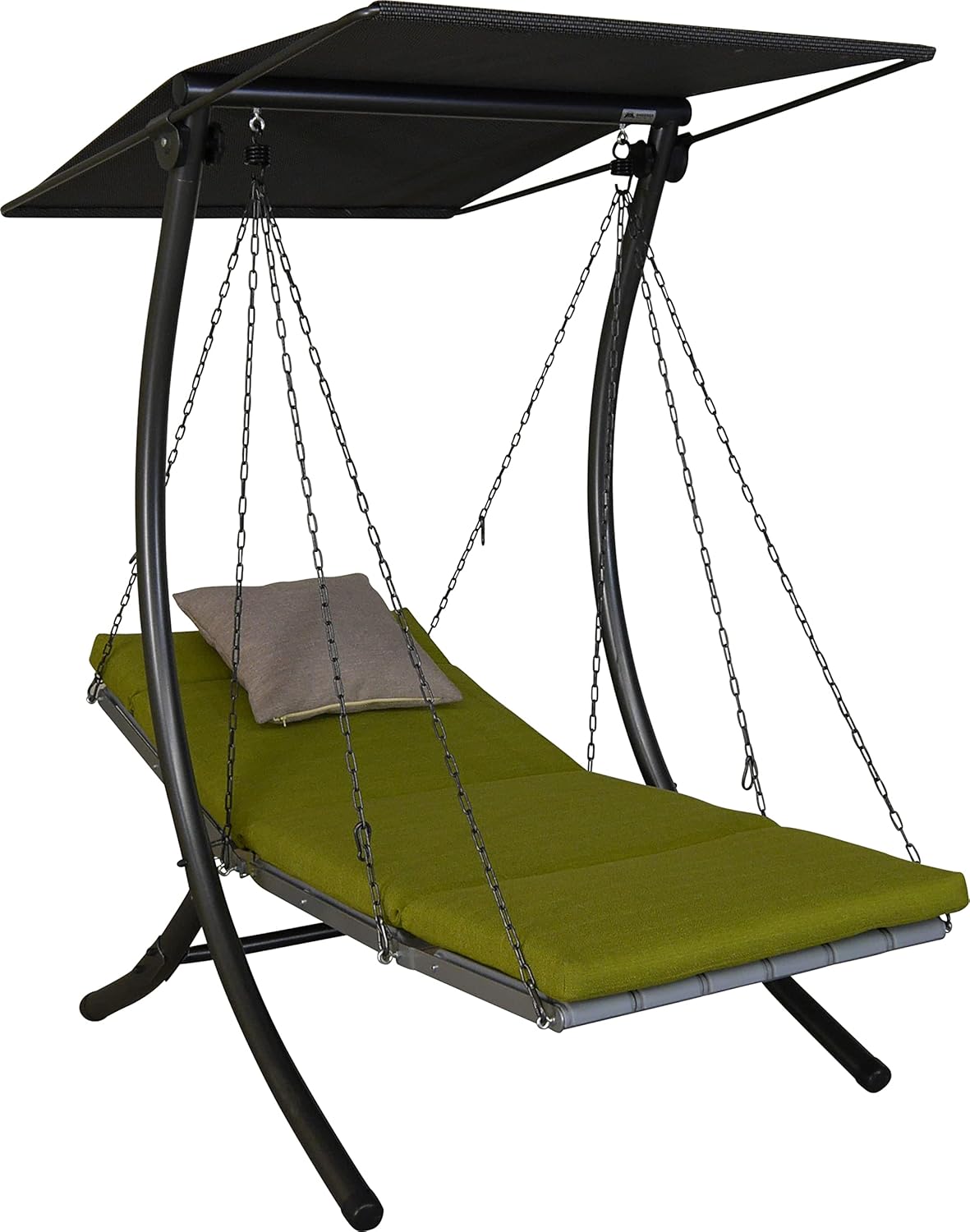 Angerer Freizeitmöbel GmbH Hollywoodschaukel 1-Sitzer Luxus Smart - Gartenschaukel Made in Germany - Schaukel zum Sitzen, Liegen und Entspannen - inklusive Bett-Funktion - einfache Montage (Hellgrün)