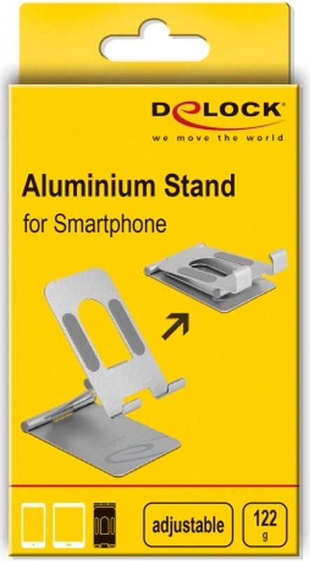 Delock - Smartphonehouder - Aluminium - Opvouwbaar - Ruimtebesparend